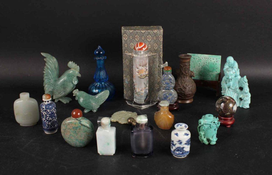 Group of Chinese Snuff Bottles, Figures and Vases (1 of 9)