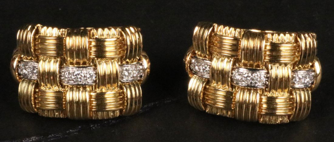 Pair of Roberto Coin 18K Gold & Diamond Earrings (1 of 3)