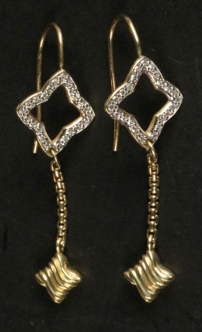 David Yurman 18K Gold & Diamond Drop Earrings (1 of 3)