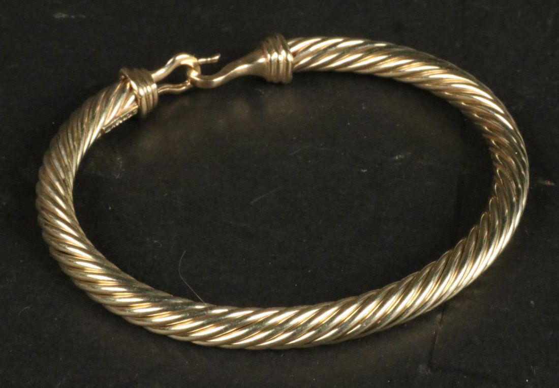 David Yurman 14K Gold Cable Bangle Bracelet (1 of 5)