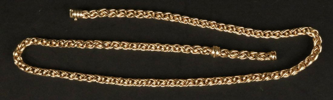 Chimento 18K Woven Yellow Gold Necklace: Stamped Chimento 750, weight approx. 27.45dwts 24"l