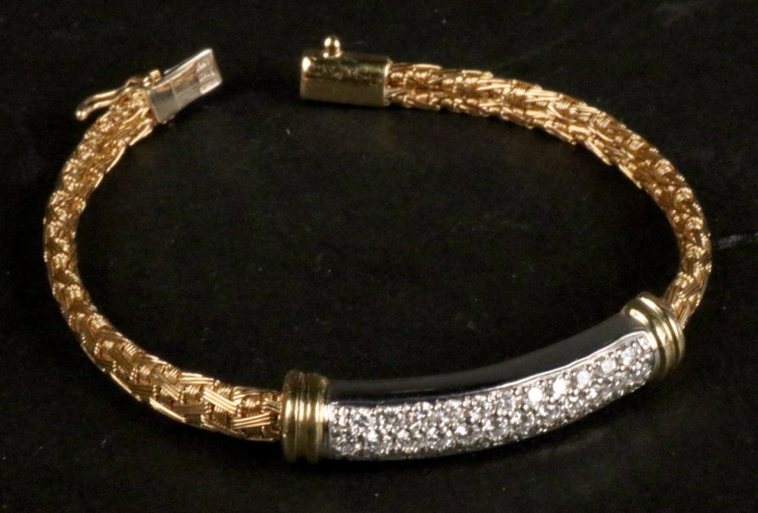 18K Yellow Gold & Diamond Center Plaque Bracelet (1 of 5)