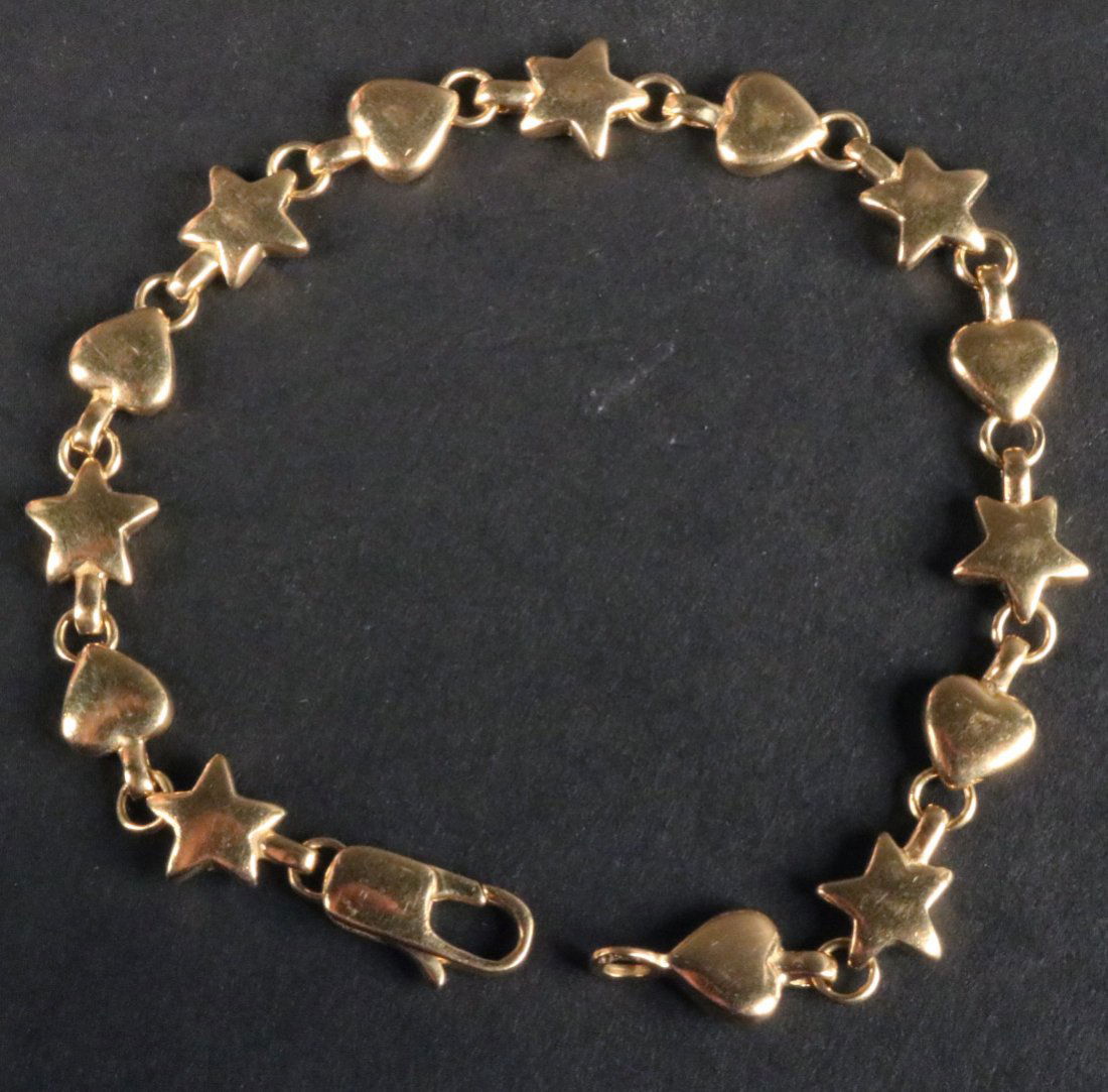 Tiffany &Co 18K Gold Hearts & Stars Link Bracelet (1 of 4)