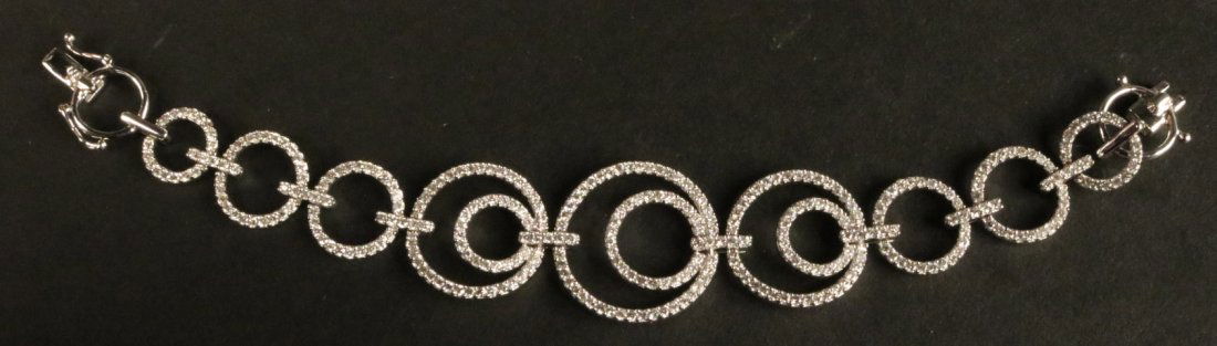 14K White Gold & Diamond Circular Link Bracelet (1 of 7)
