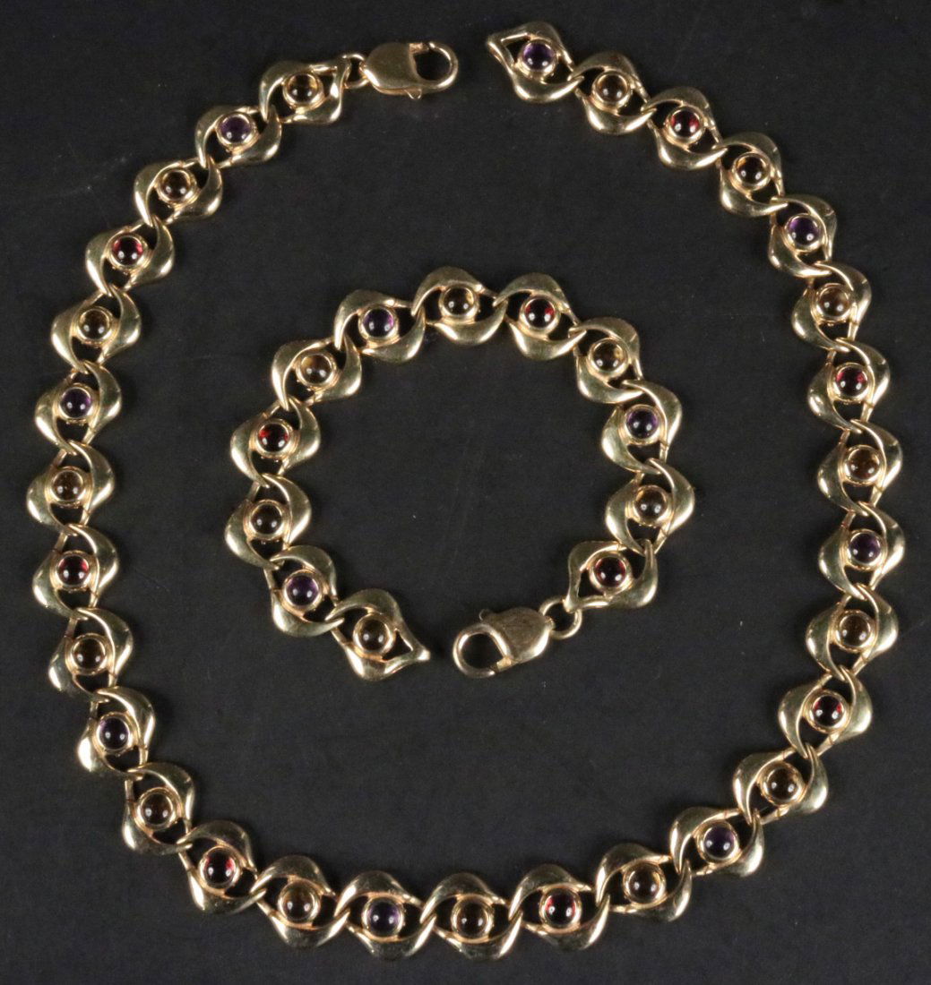 14K Gold Semi-Precious Stone Necklace & Bracelet (1 of 5)