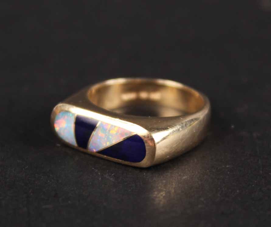 14K Yellow Gold Enamel & Opal Ring (1 of 6)