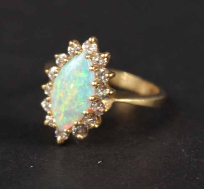 14K Yellow Gold Opal & Diamond Ring (1 of 7)