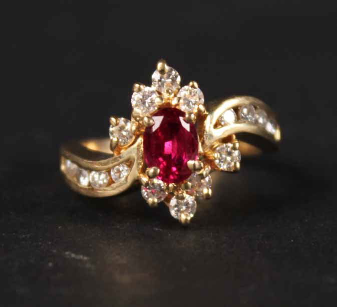 14K Yellow Gold Ruby & Diamond Ring (1 of 6)
