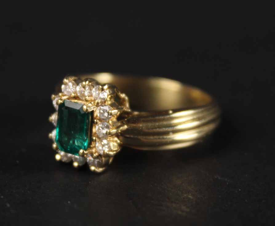 14K Yellow Gold Emerald & Diamond Ring (1 of 8)