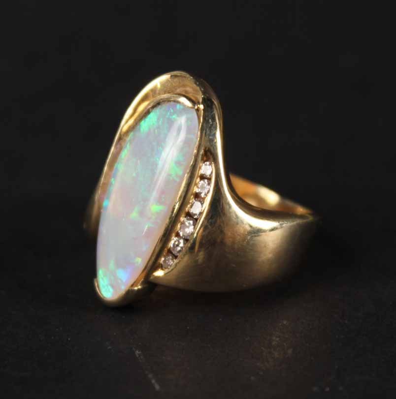 14K Yellow Gold Opal & Diamond Ring (1 of 6)