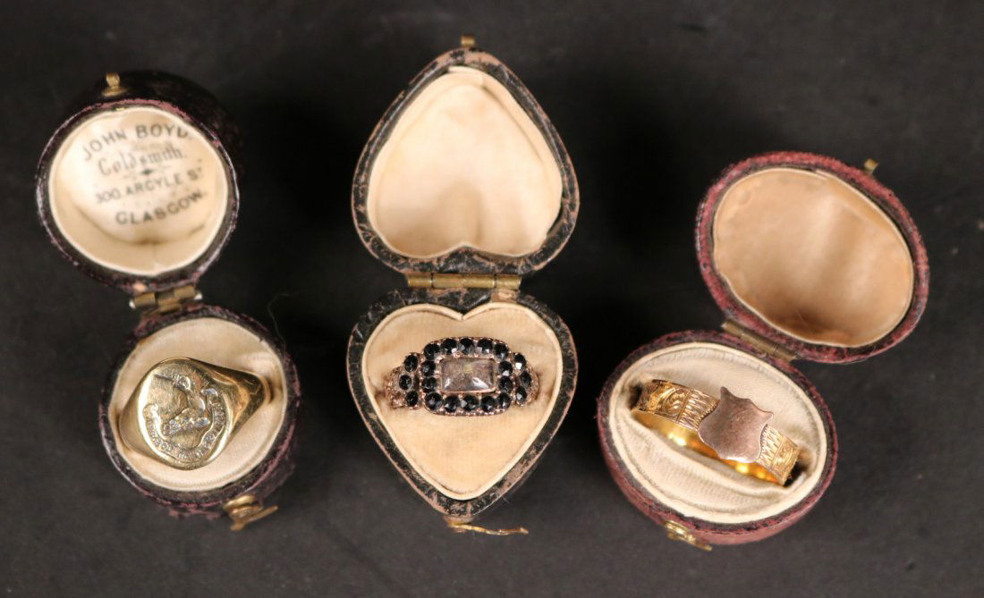 Two English Victorian Hair Jewelry Mourning Rings (1 of 7)