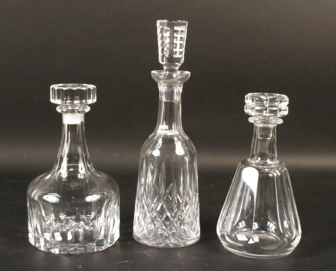 Three Crystal Decanters and Stoppers (1 of 7)
