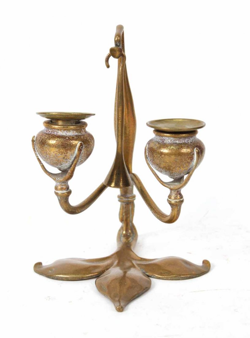 Tiffany Studios Patinated Bronze Candlestick (1 of 7)