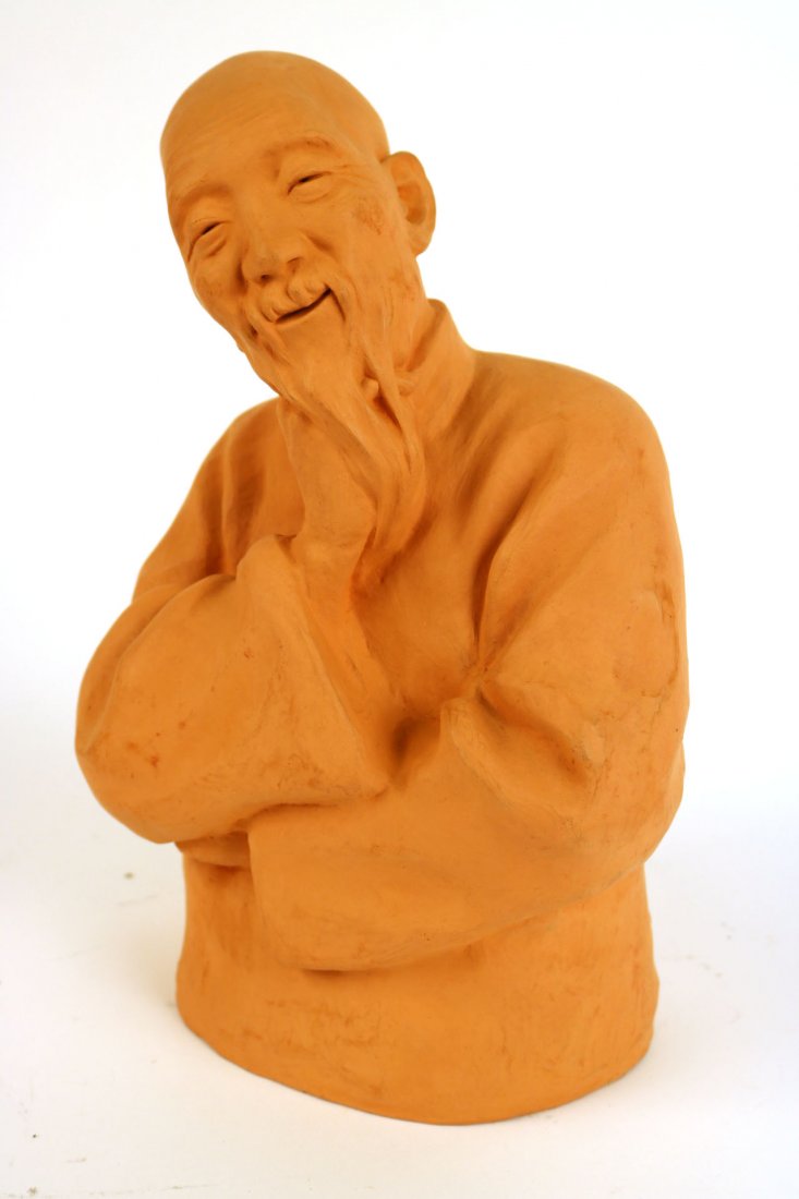 Terracotta Sculpture of a Man, Gaston Hauchecorne: (French, 1880-1945), signed and stamped verso. 11-3/4"h x 8"w. Provenance: Property sold for the benefit of the Newark Museum Acquisition Endowment.