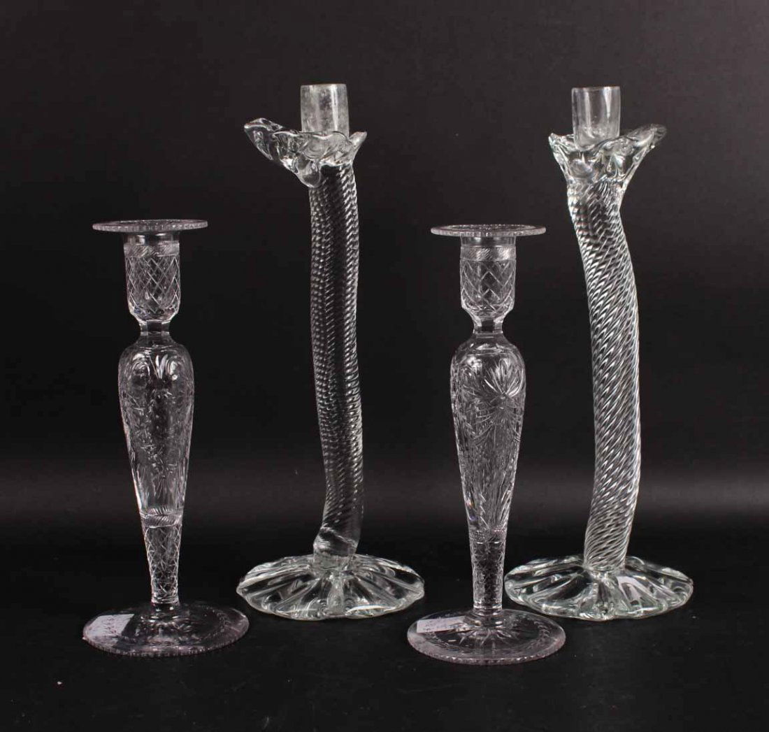 Pair of Leon Applebaum Art Glass Candlesticks (1 of 9)