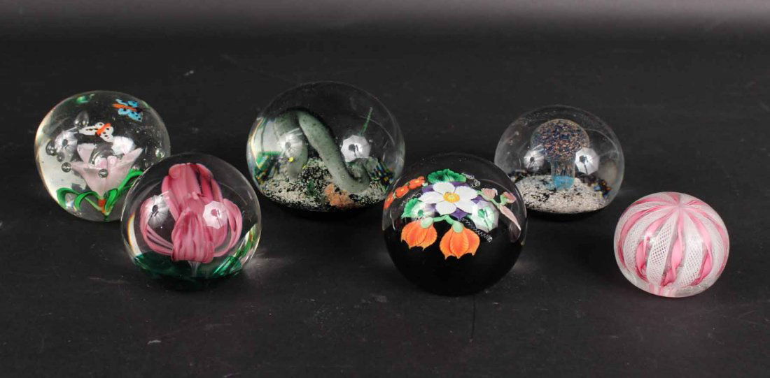 Six Art Glass Paperweights (1 of 10)