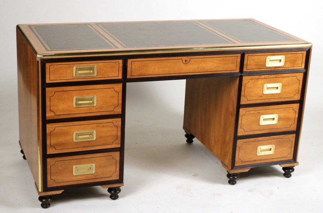 Baker Inlaid Walnut Pedestal Desk (1 of 9)
