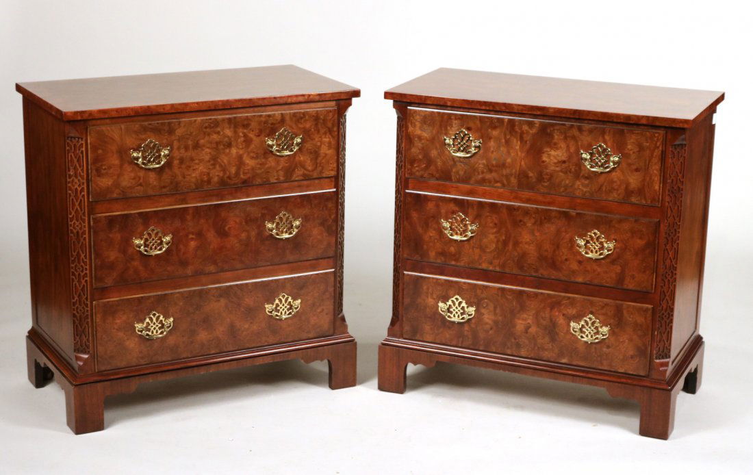 Pair of Baker Inlaid Walnut Bachelor Chests (1 of 7)