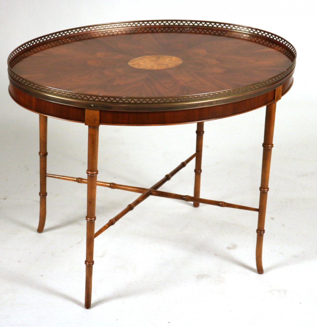 Baker Inlaid Mahogany Oval Side Table (1 of 7)