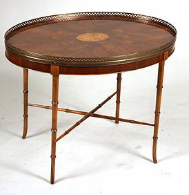Baker Inlaid Mahogany Oval Side Table (1 of 7)