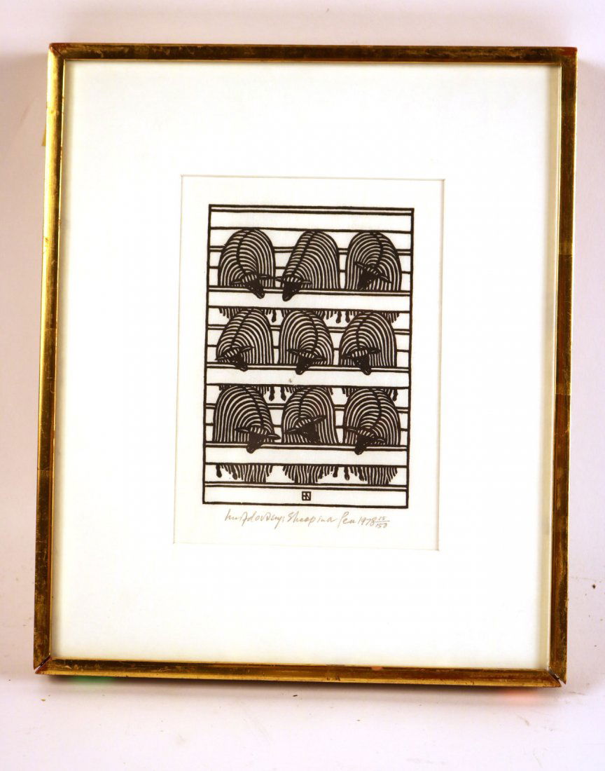 Woodcut, Lamb, Jacques Hnizdovsky: Edition, title and signature along bottom margin in pencil. RDA#15706. Bin#110. 8"h x 6"w