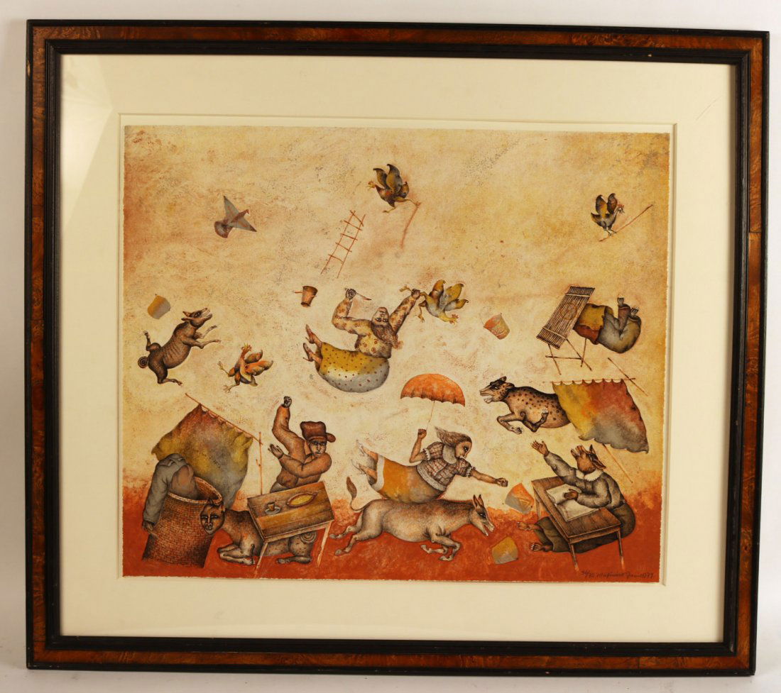 Lithograph, Eve of Fiesta, Maximino Javier (1 of 6)