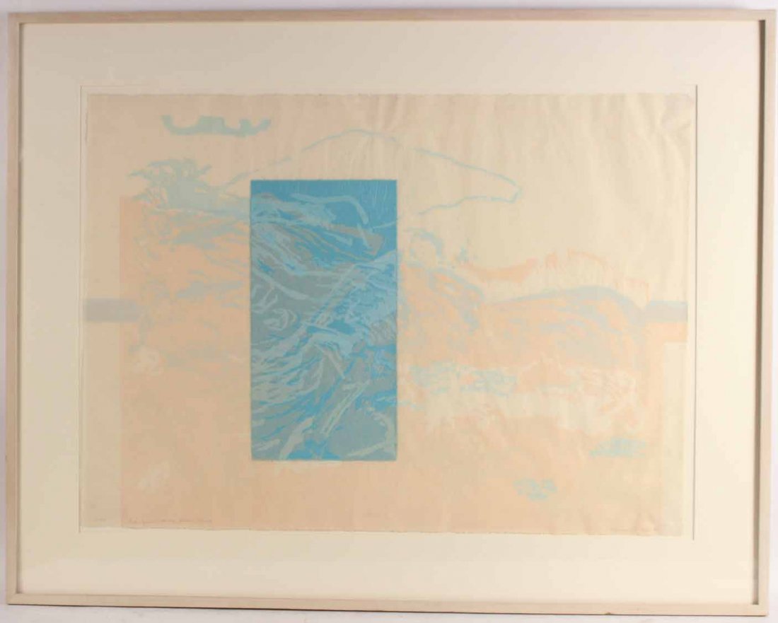 Woodcut Chine Colle, Vermont, Howardena Pindell: Titled Peter Squares Waterfall, Hohnson Vermont. Titled and signature along bottom margin. RDA #70180 Bin #116 28"h x 36"w