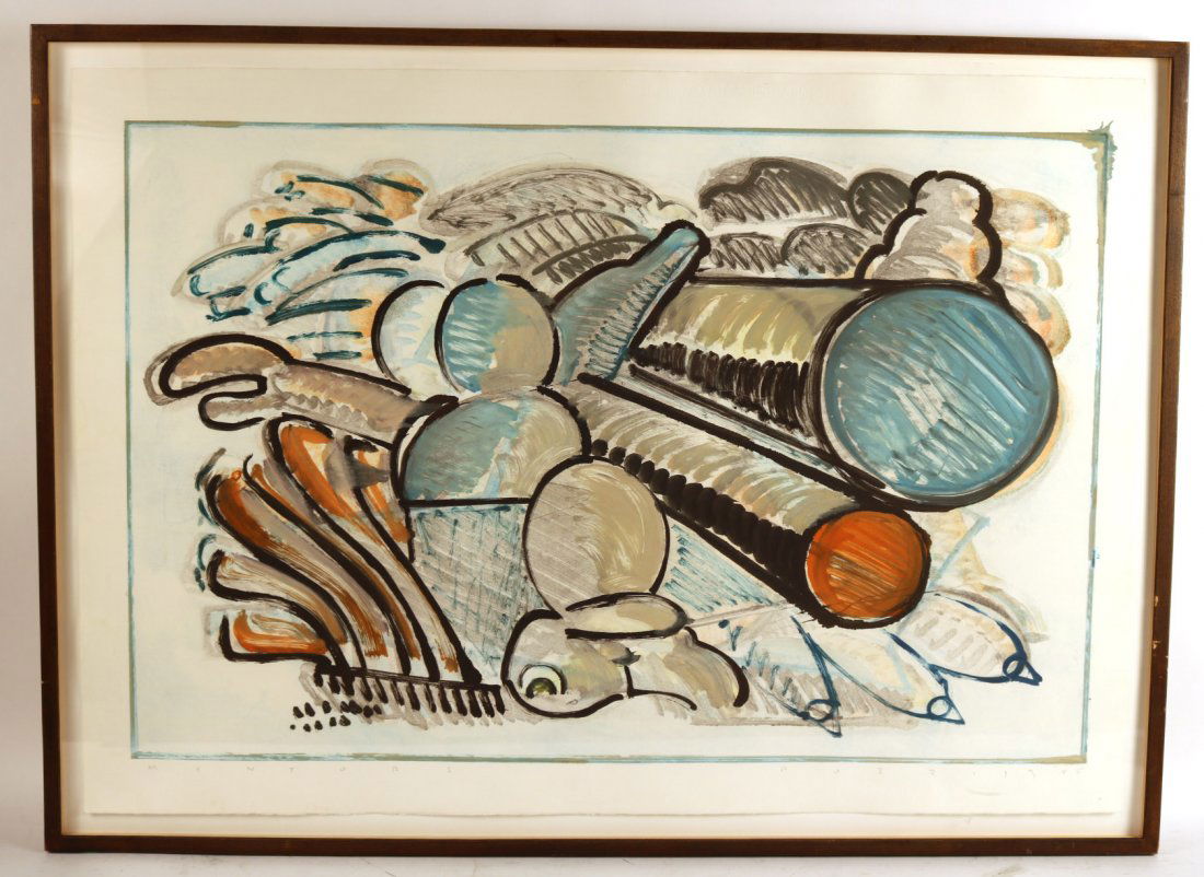 Monotype, "Mentors," Lucio Pozzi: (Italian, b.1935) RDA #60236 Bin #120 Sight size: 27-1/2"h x 39"w