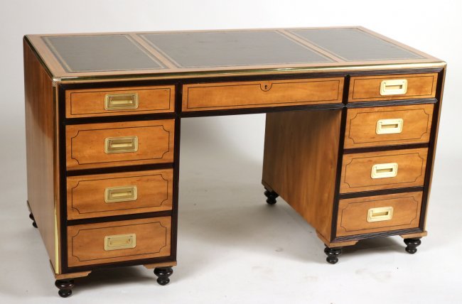 Baker Inlaid Walnut Pedestal Desk (1 of 1)