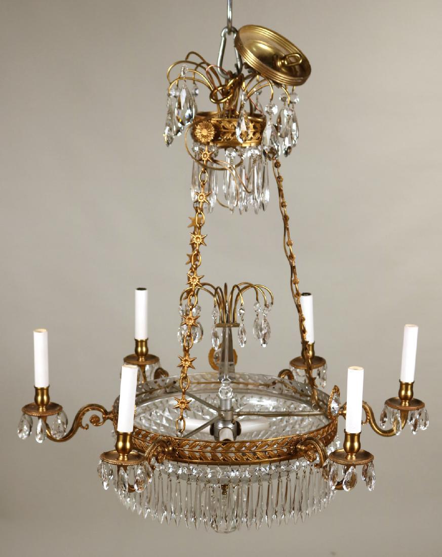 Neoclassical Ormolu & Crystal 6-Light Chandelier (1 of 7)