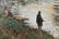 Oil on Canvas, Man Fishing, Paul Emile Lecomte - 5