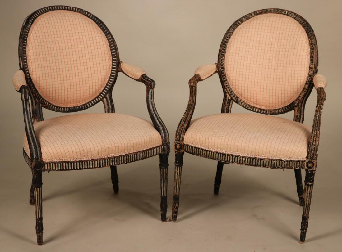 Pair of George III Painted Beechwood Armchairs (1 of 10)