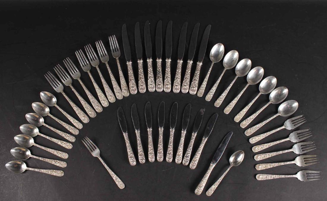 Kirk Sterling "Hand Chased Rose" Flatware Service (1 of 10)