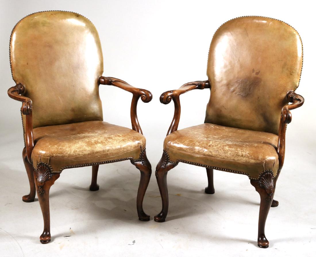Pair of Regency Style Mahogany Library Chairs (1 of 9)