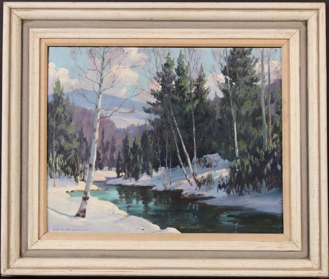 Oil on Board, Winter Scene, Edna Palmer Englehart (1 of 10)