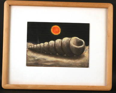 Pastel on Paper, "Lizard Man," Peter Booth: Label verso from C.D.S Gallery, dated 1987. Sight size: 6-3/4"h x 9-3/4w