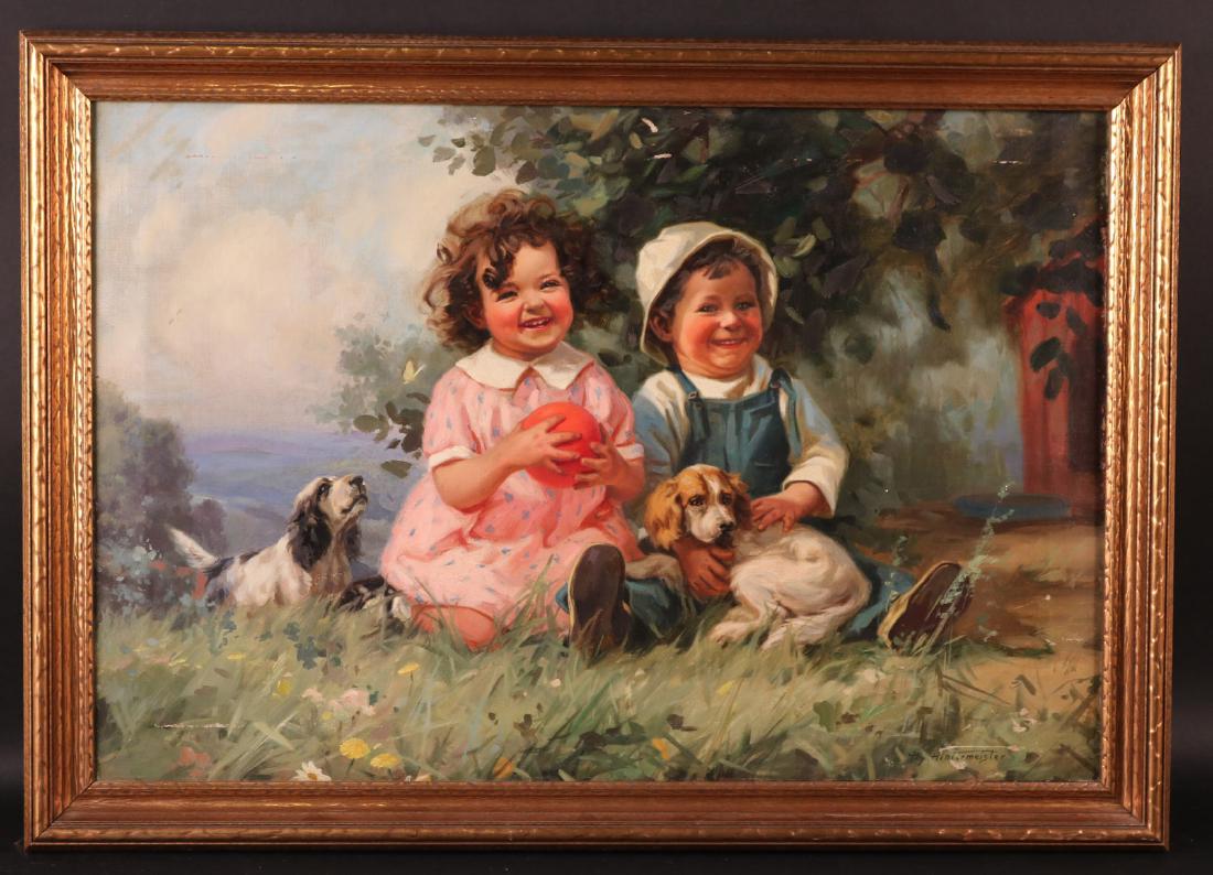 Oil on Canvas, Two Children, Henry Hintermeister (1 of 10)