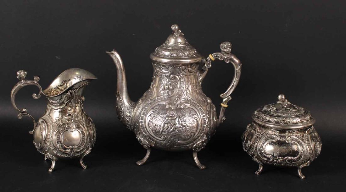 German 800 Silver Three Piece Coffee Set (1 of 9)