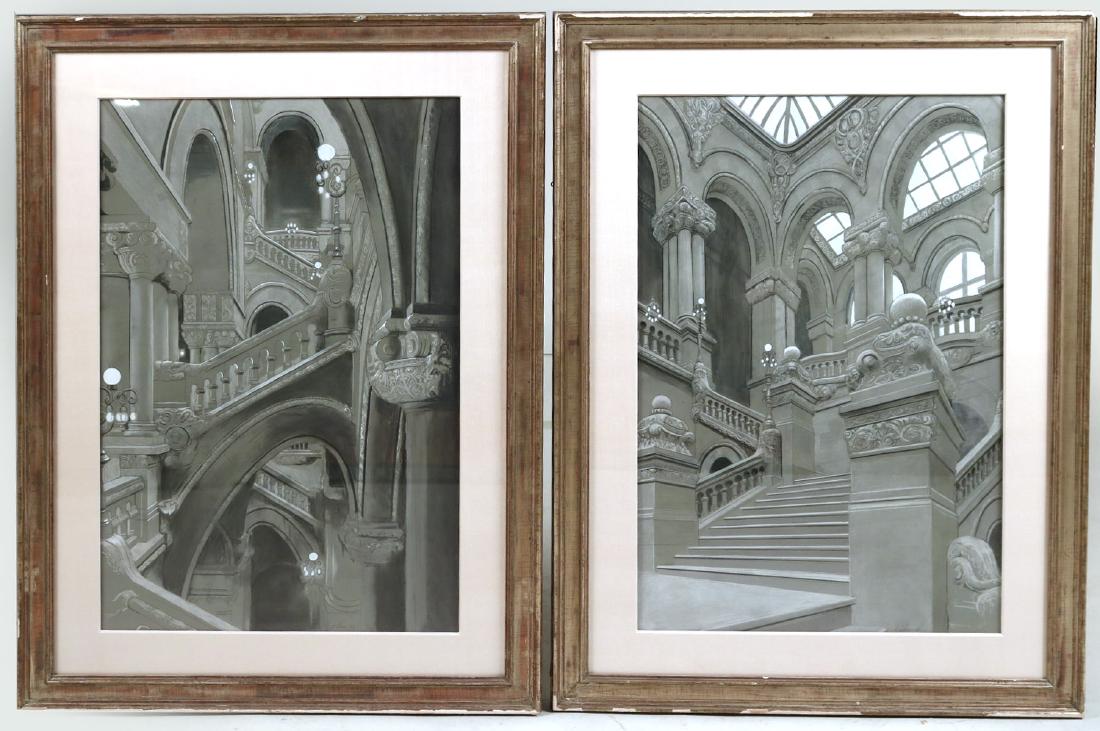 Two Pastels, Architectural Scenes, Richard Haas (1 of 9)