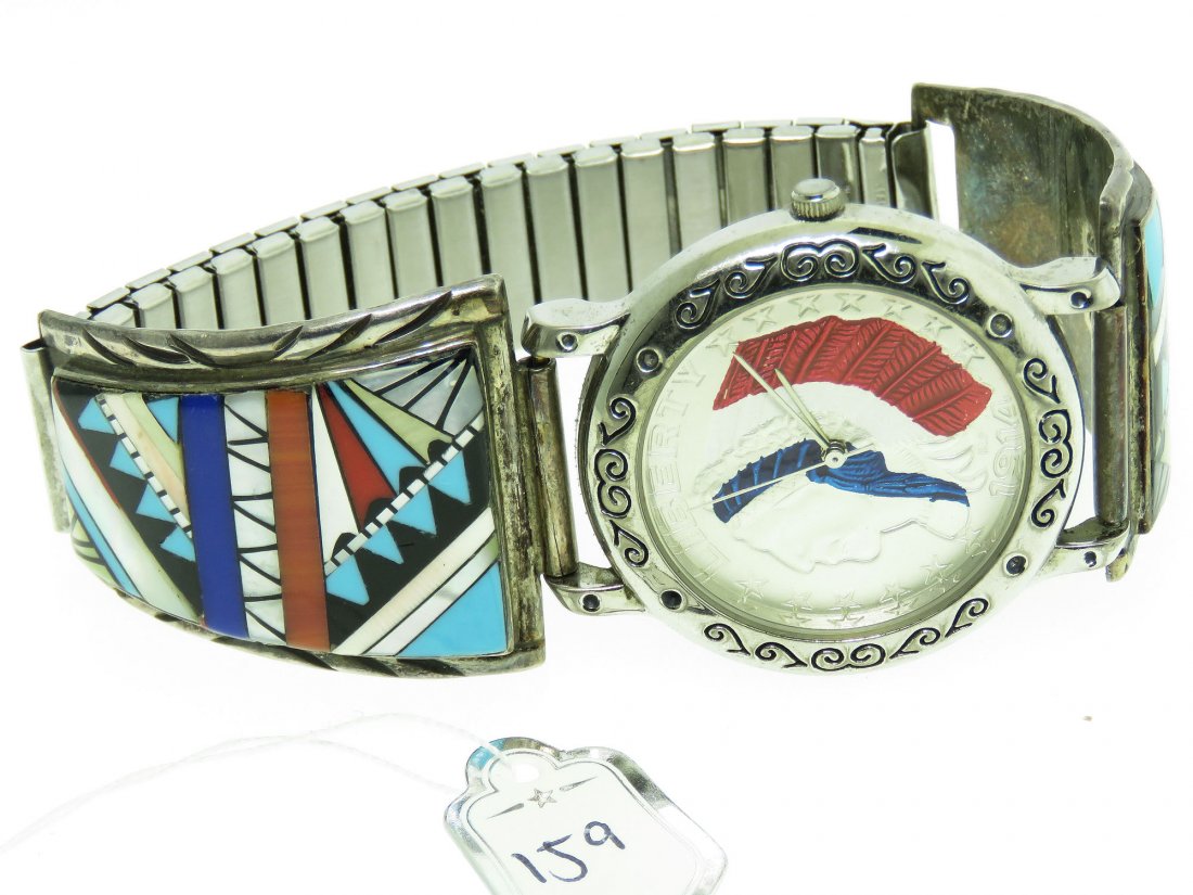 VINTAGE LIBERTY MEN’S WATCH W/ STERLING NATIVE AMERICAN (1 of 8)