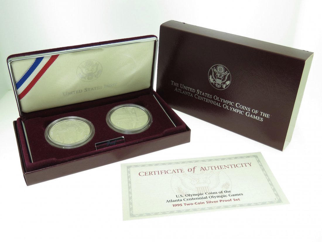 1995 OLYMPIC U.S. MINT (2) SILVER COIN PROOF SET (1 of 2)