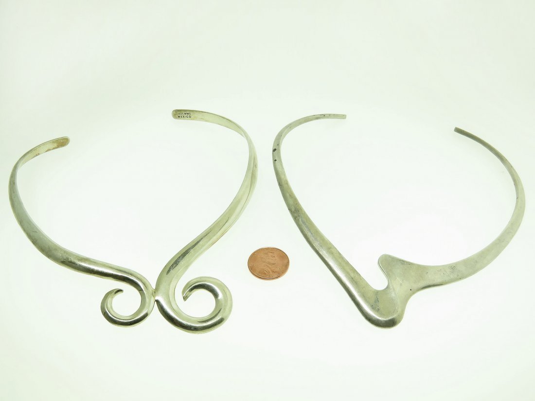 LOT (2) SIGNED VINTAGE MODERNIST STERLING SILVER (1 of 7)