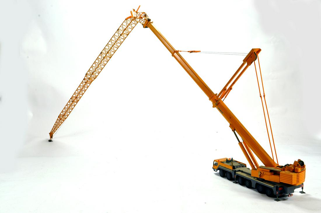 Liebherr 1/50 Mobile Crane diecast model. Assembled and: Liebherr 1/50 Mobile Crane diecast model. Assembled and in need of some attention hence G. Box available.