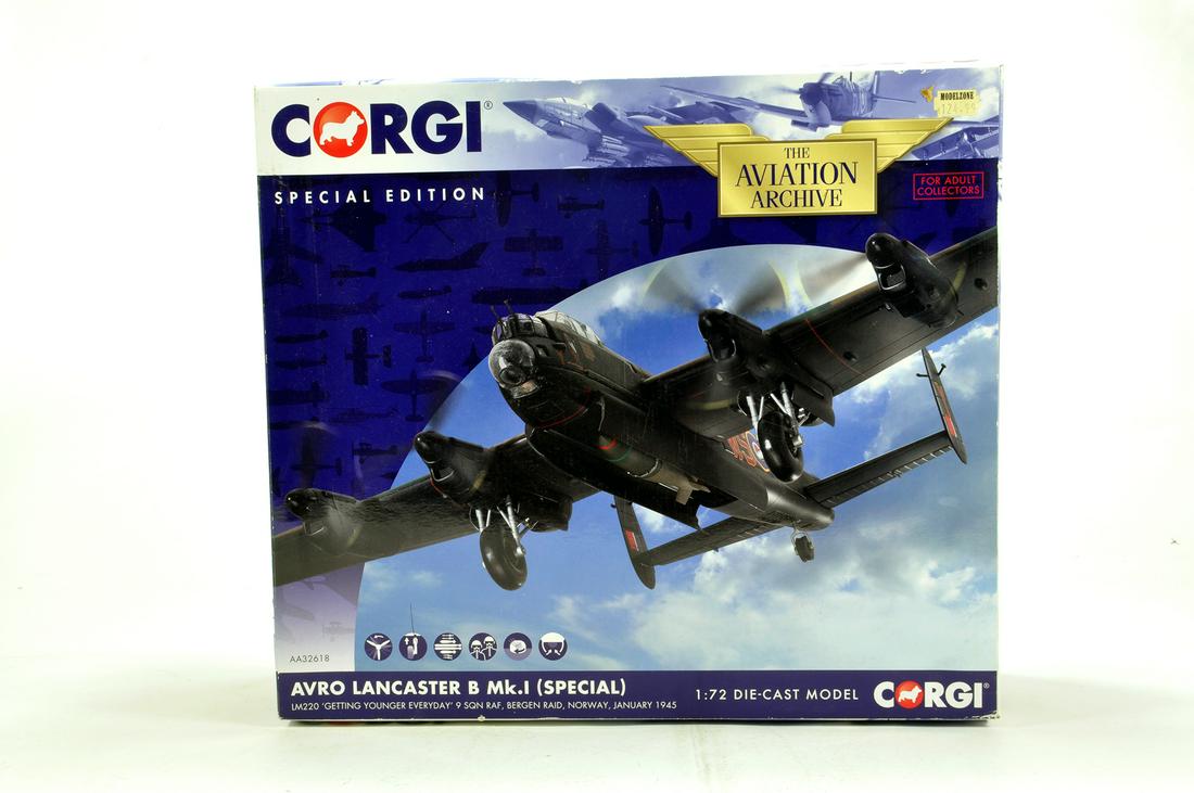 Corgi 1/72 Diecast Aircraft Issue comprising No.: Corgi 1/72 Diecast Aircraft Issue comprising No. AA32618 Avro Lancaster MKI Special. E to NM in Box.