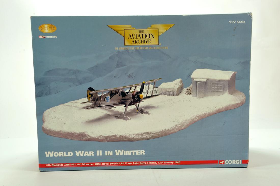 Corgi 1/72 Diecast Aircraft Issue comprising No.: Corgi 1/72 Diecast Aircraft Issue comprising No. AA36204 J-8A Gladiator with Skis and Diorama. E to NM in Box.