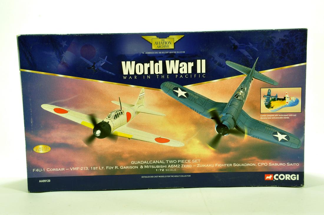 Corgi 1/72 Diecast Aircraft Issue comprising No.: Corgi 1/72 Diecast Aircraft Issue comprising No. AA99120 Guadalcanal Two Piece Set. E to NM in Box.