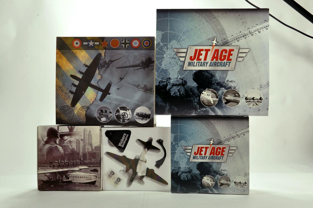 Assortment of Various Diecast Aircraft comprising: Assortment of Various Diecast Aircraft comprising mainly Atlas issue Jet Age Military Aircraft. E to NM in Boxes. (5)