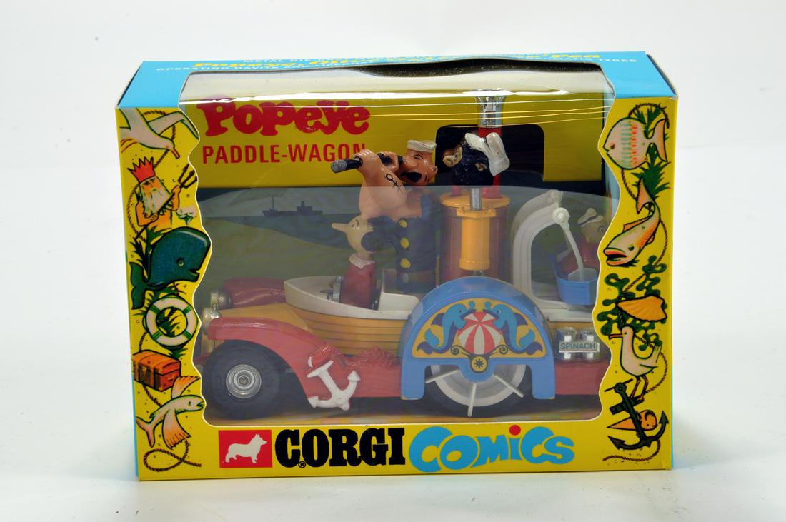 Corgi No. 802 Popeye Paddlewagon. Fine example is NM: Corgi No. 802 Popeye Paddlewagon. Fine example is NM contained in reproduction box.