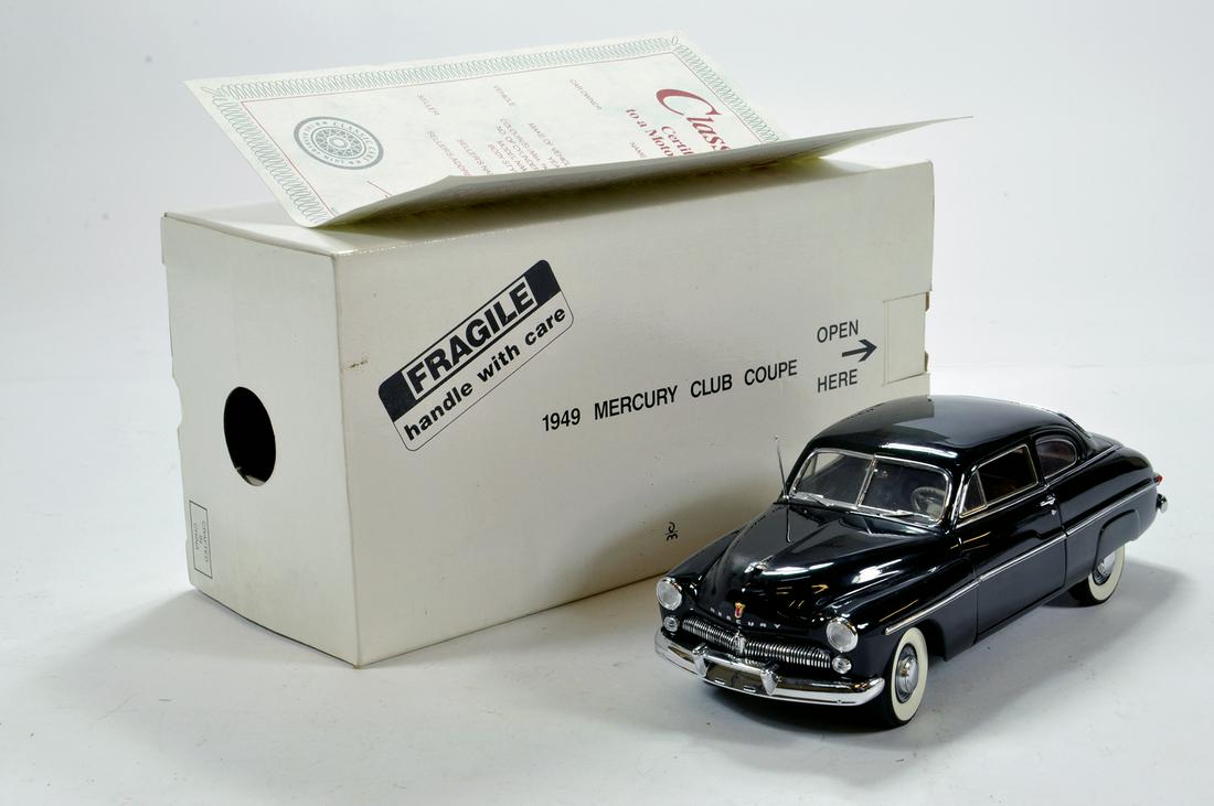 Danbury Mint 1/24 Precision Diecast issue comprising: Danbury Mint 1/24 Precision Diecast issue comprising 1949 Mercury Club Coupe. Generally E to NM in Box.