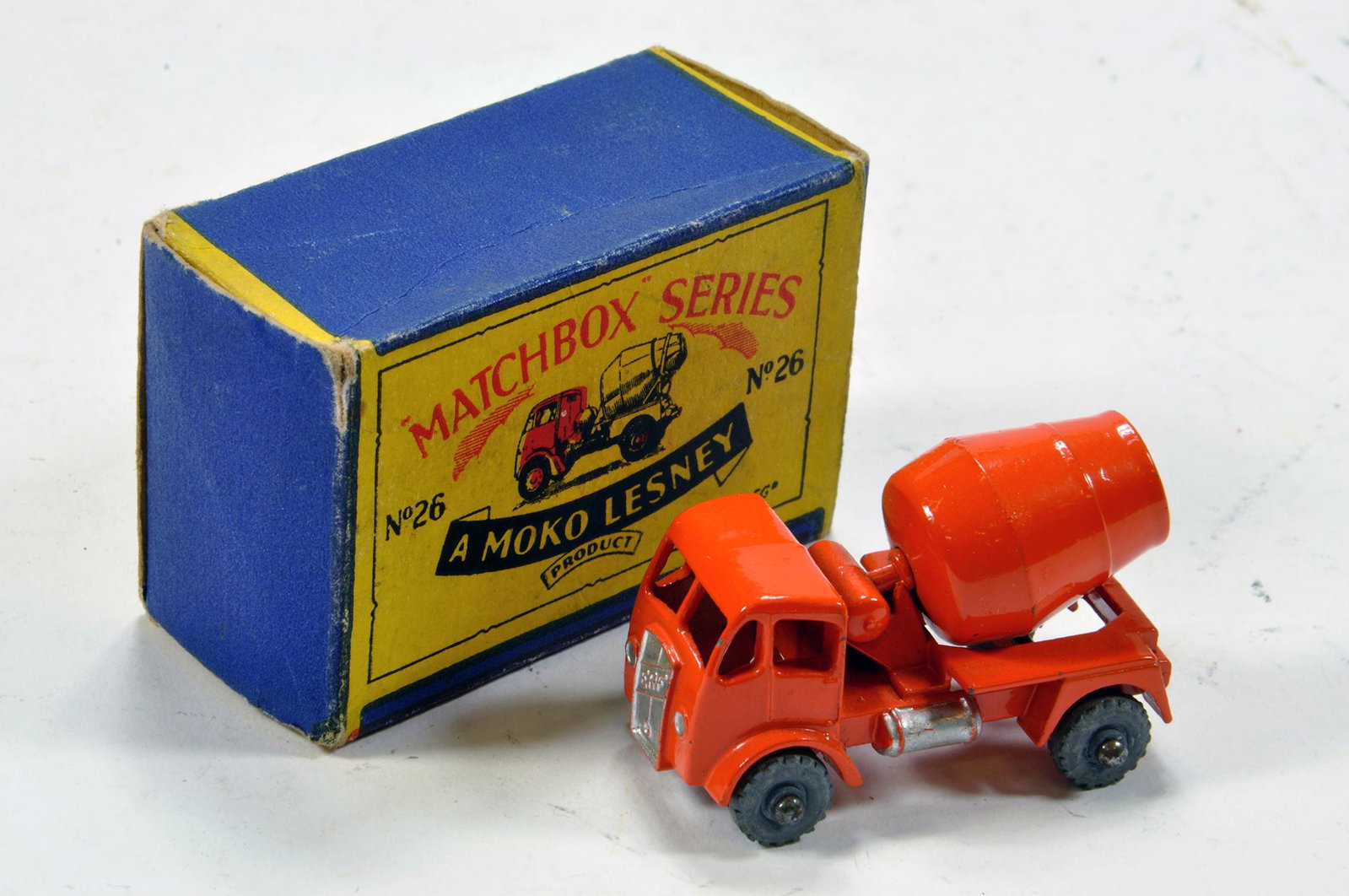 Matchbox Lesney 1-75 Series No. 26 Cement Mixer. Fine: Matchbox Lesney 1-75 Series No. 26 Cement Mixer. Fine example is E in VG to E Box.